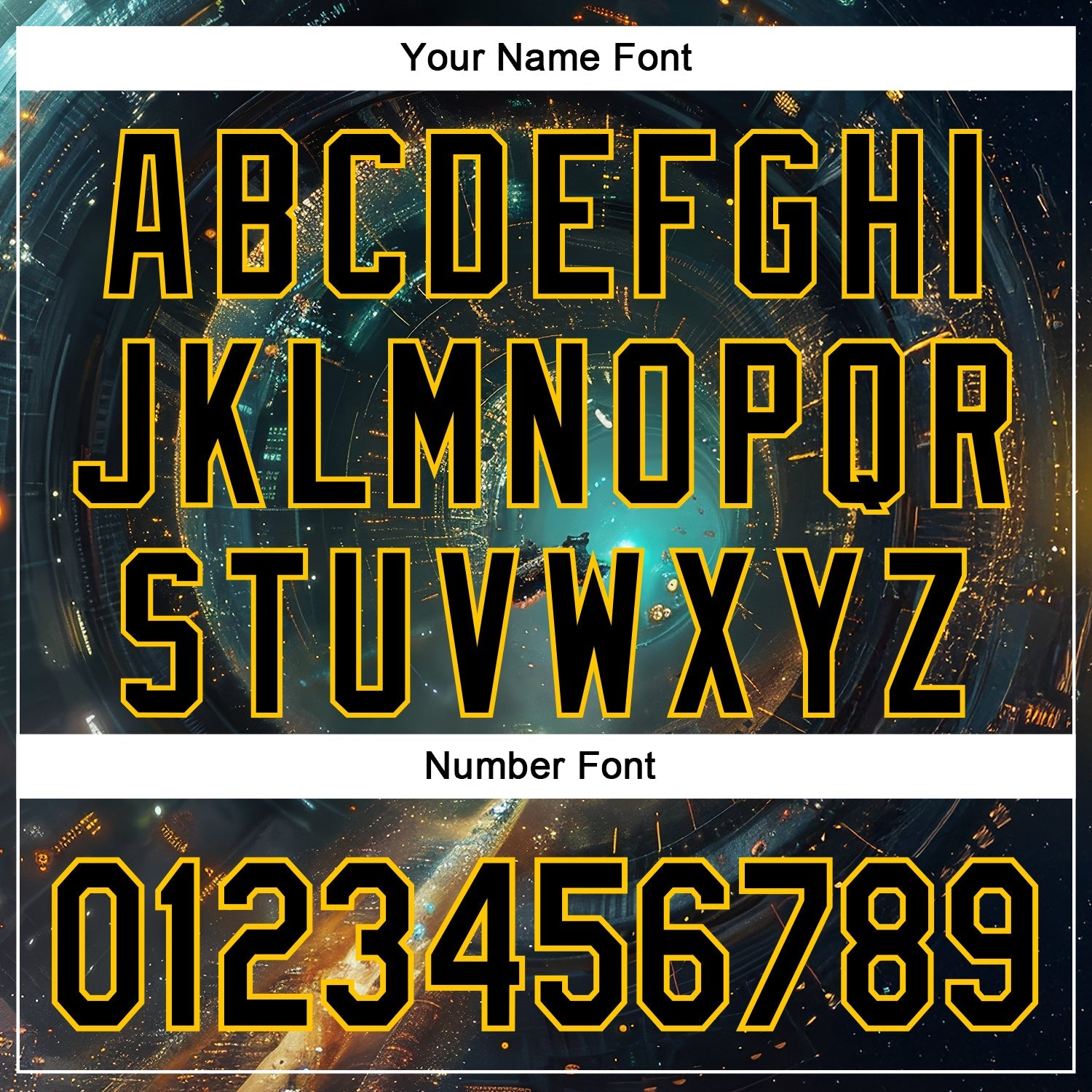 Custom Blue Black-Yellow 3D Pattern Design Outer Space Starships Authentic Baseball Jersey