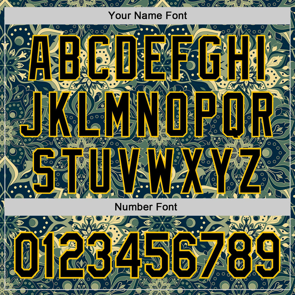 Custom Green Black-Yellow 3D Pattern Design Burner Costumes Paisley Bandana Authentic Baseball Jersey