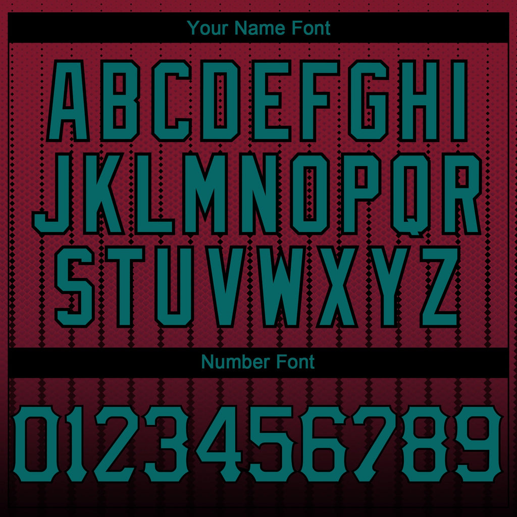Custom Crimson Teal-Black 3D Pattern Design Gradient Geometric Shape Authentic Baseball Jersey
