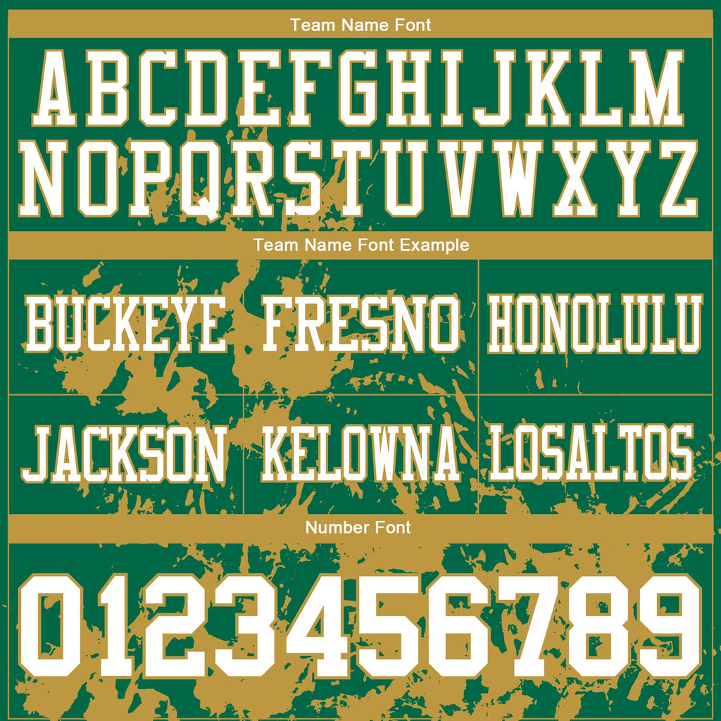 Custom Kelly Green White-Old Gold 3D Pattern Splash Authentic Football Jersey