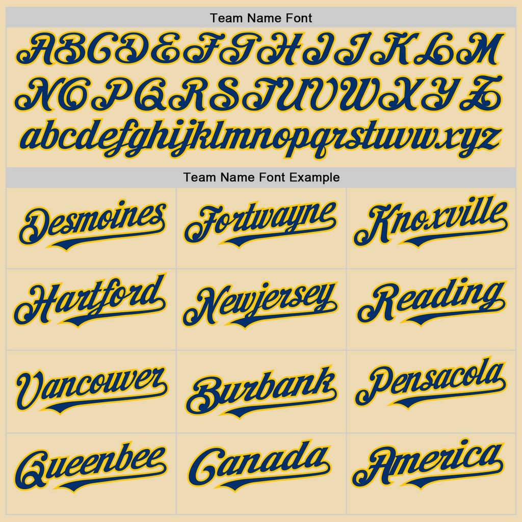 Custom Cream US Navy Blue Yellow-Red 3D Urban City Edition Sports Authentic Baseball Jersey