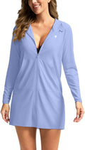 Women's UPF 50+ Swim Cover Up Sun Protection Hoodie Long Jacket SPF Lightweight Beach Cover Ups for Women