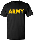 Military Gear Black Army Short Sleeve T-Shirt with Gold Print