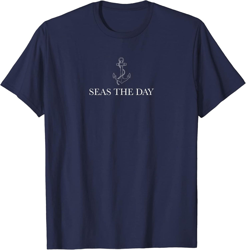 Minimalist Seas The Day Anchor Cruise Travel Gift Men Women T-Shirt