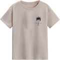 Boy's Graphic Tees Palm Tree Print Short Sleeve Crew Neck Summer Trendy T-Shirts Clothes for Teen Boys