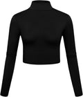 Lightweight Mock Turtleneck Crop Tops Long Sleeve Casual Base Layer for Women