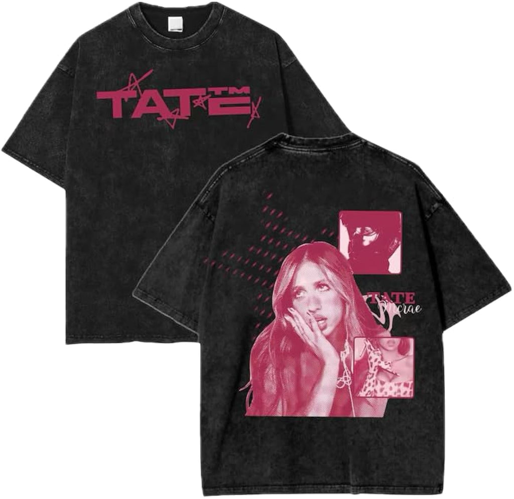 Handmade Tate.McRe.e Mis.Posse.ssive Music Tour T-Shirt with Concert Dates & Graphic Print, Short Sleeve Casual Fan Shirt Multicolor Unisex