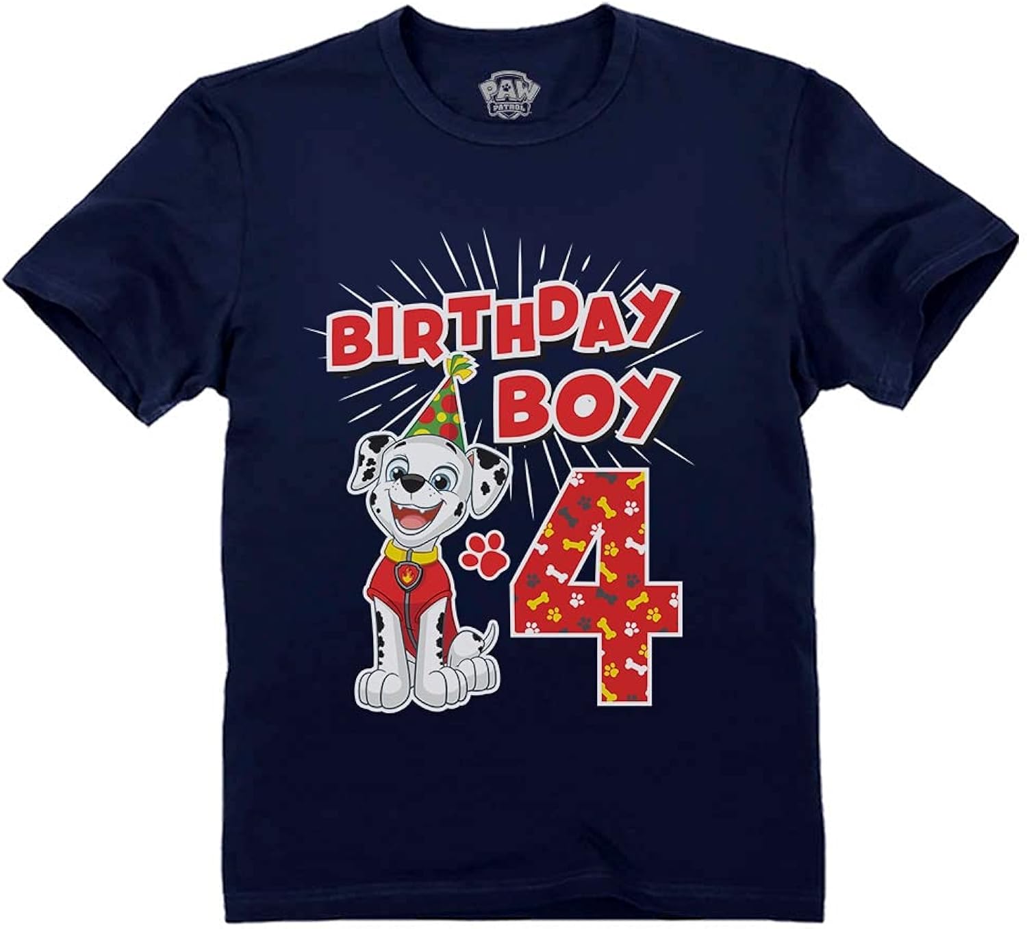 Marshall Fire Pup 4th Birthday Shirt for Boys - Paw Patrol Toddler T-Shirt - Fun Gift for 4 Year Old's Party
