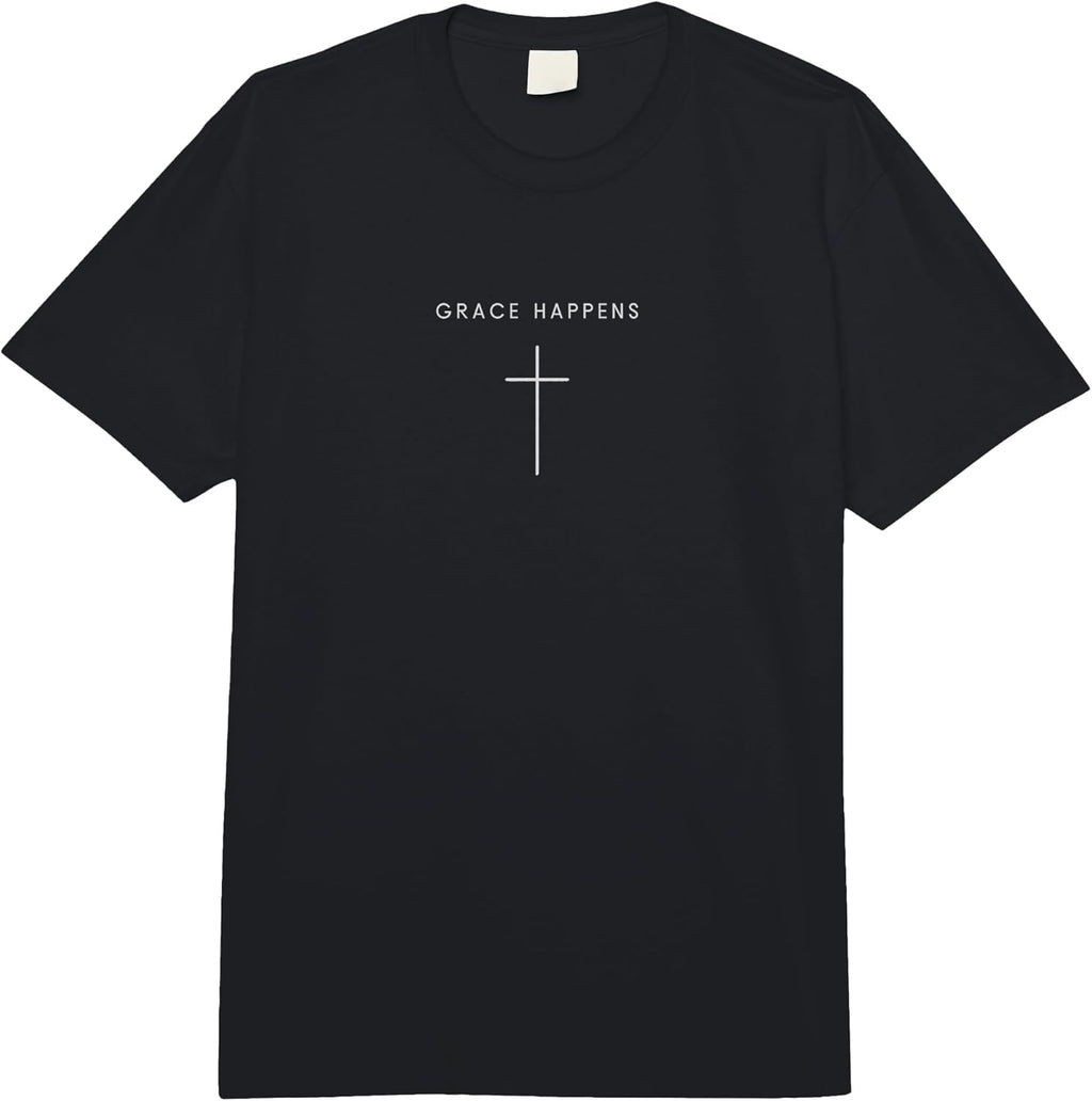 Grace Happens Cross - Funny Minimalist Christian Religious Comfort Colors Adult Heavyweight T-Shirt