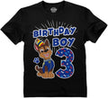 Paw Patrol Chase 3rd Birthday Boy Shirt - Toddler T-Shirt Gift Outfit for Party - Clothes for 3 Year Old Boys