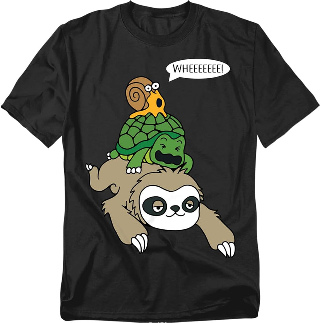 Funny Snail Turtle Sloth Go Fast T Shirt – Slow and Steady Humor Tee for Men or Women, Unisex Adult