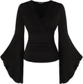 Bell Sleeve Tops for Women Renaissance Shirt Pirate Peasant Blouse