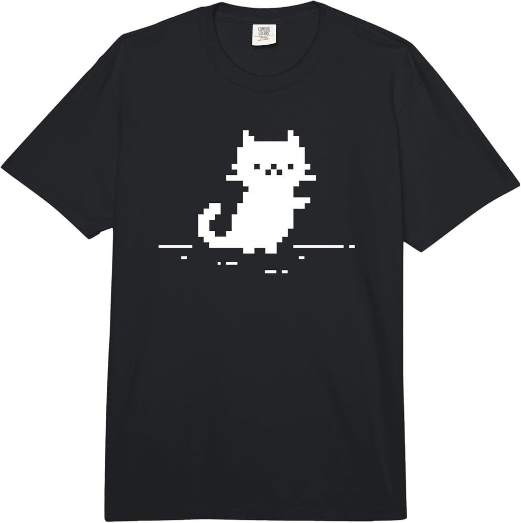 Cute Cat Minimal Pixel Art Nostalgic Retro 8-bit Gamer Comfort Colors Adult Heavyweight T-Shirt