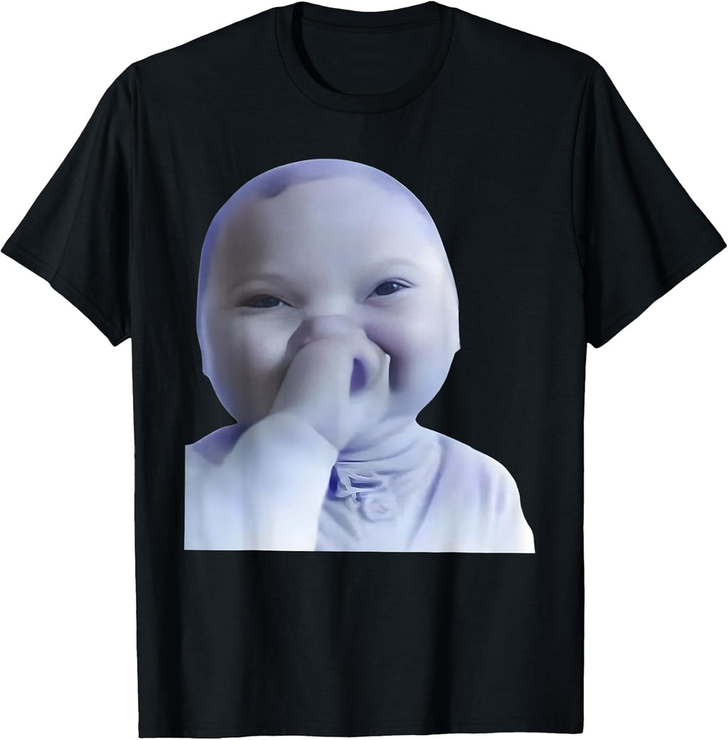 Funny AI Baby Laughing Meme Graphic Gen Z Humor Viral Meme T-Shirt
