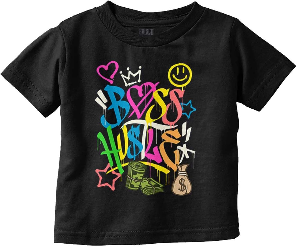 Urban Streetwear Boss Hustle Graffiti Toddler Baby Graphic T Shirt