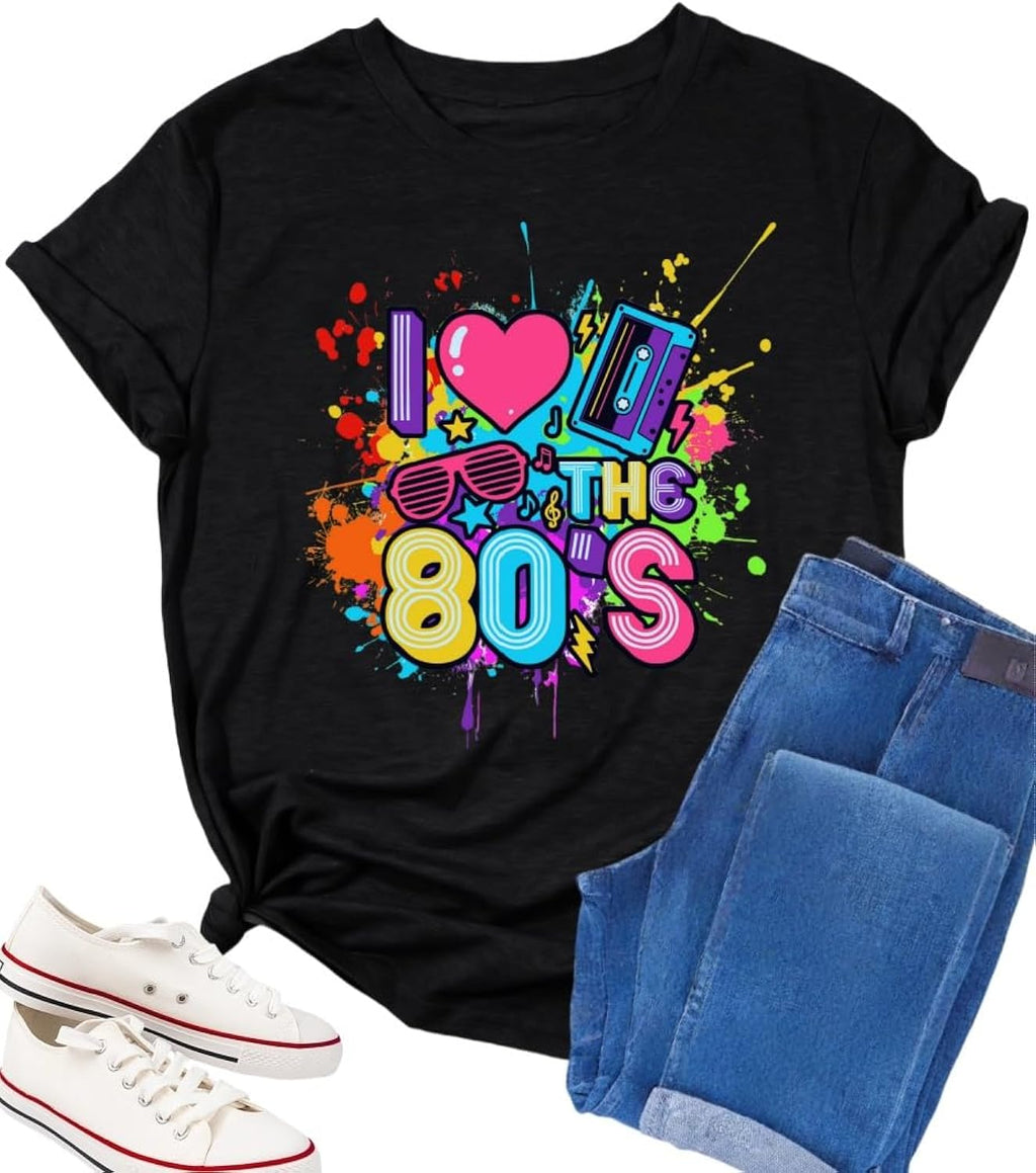 80s Shirts for Women I Love The 80s Tshirts Retro 1980s Party Tees Vintage 80's Themed Disco Music Gifts Tops Outfit