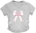 Cute Pink Bow Preppy Shirts for Girls Kids Aesthetic Graphic Tees Coquette T Shirt Summer Cotton Tops
