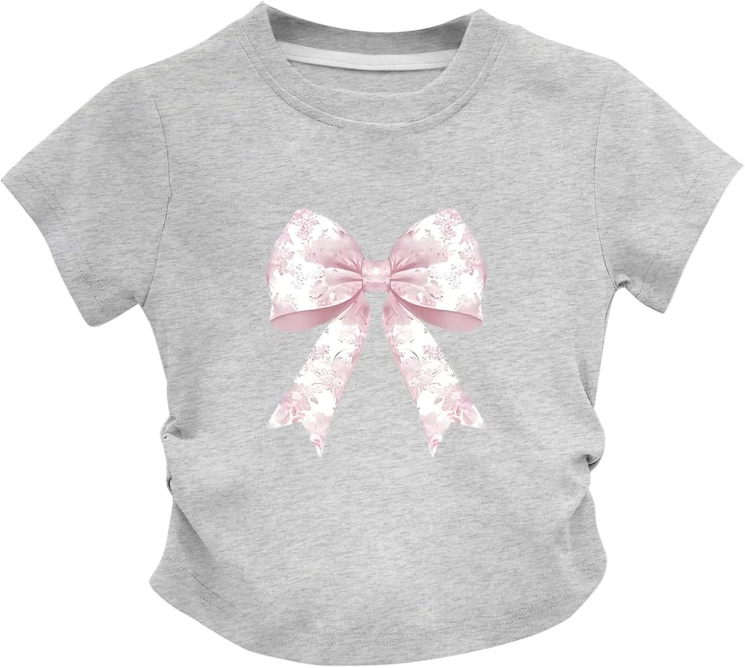 Cute Pink Bow Preppy Shirts for Girls Kids Aesthetic Graphic Tees Coquette T Shirt Summer Cotton Tops