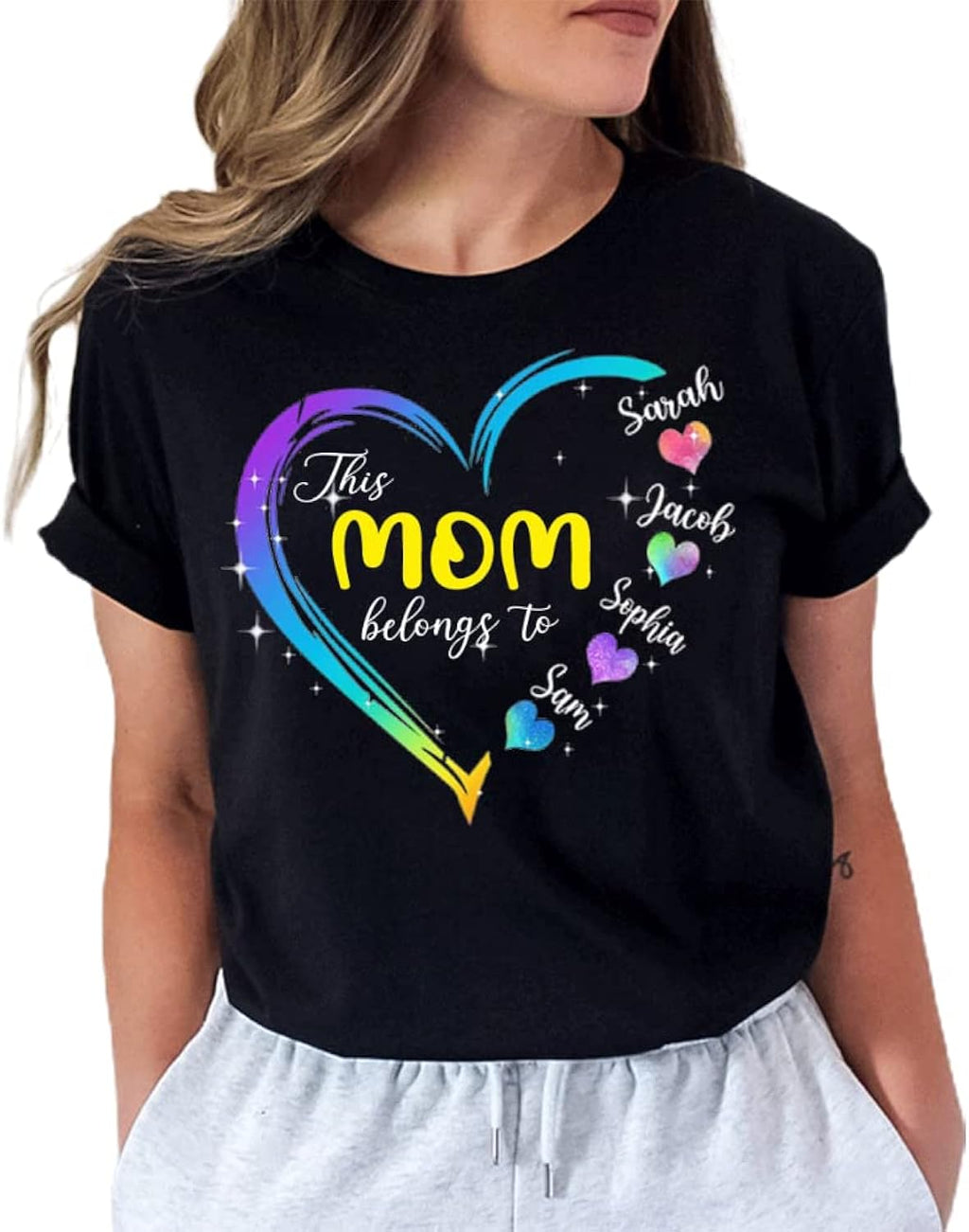 Personalized Mother's Day Shirts - Grandma Heart T-Shirt, Mom, Casual Graphic Tee S-4XL