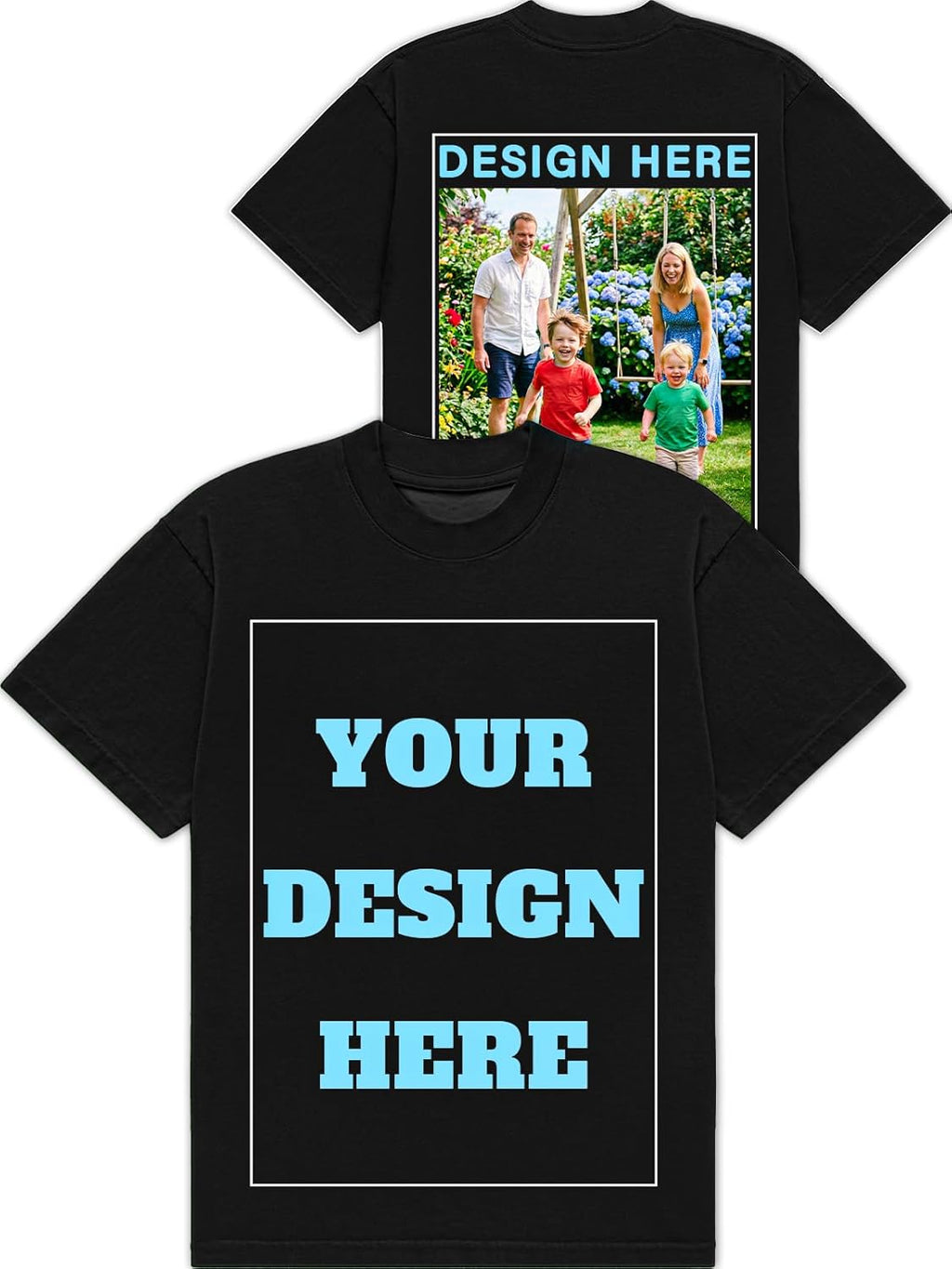 Custom T Shirts Bulk for Men Women Design Your Own Photo/Logo/Text Personalized Cotton T-Shirt Front & Back Print
