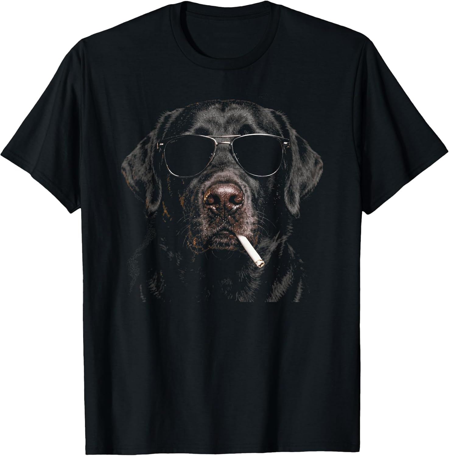 Cool Smoking Black Lab Dog with Cigarette Sunglasses Sketch T-Shirt