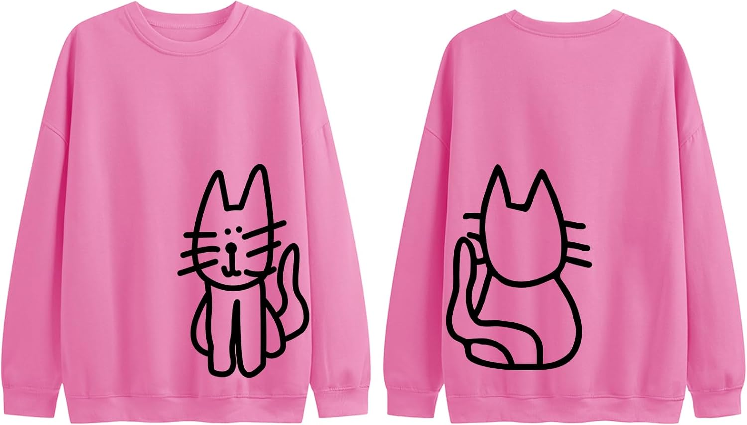 Cat Sweatshirts for Women Graphic Oversized Sweatshirt Funny Long Sleeve Shirt Cute Pullover Fleece Hoodie Tops