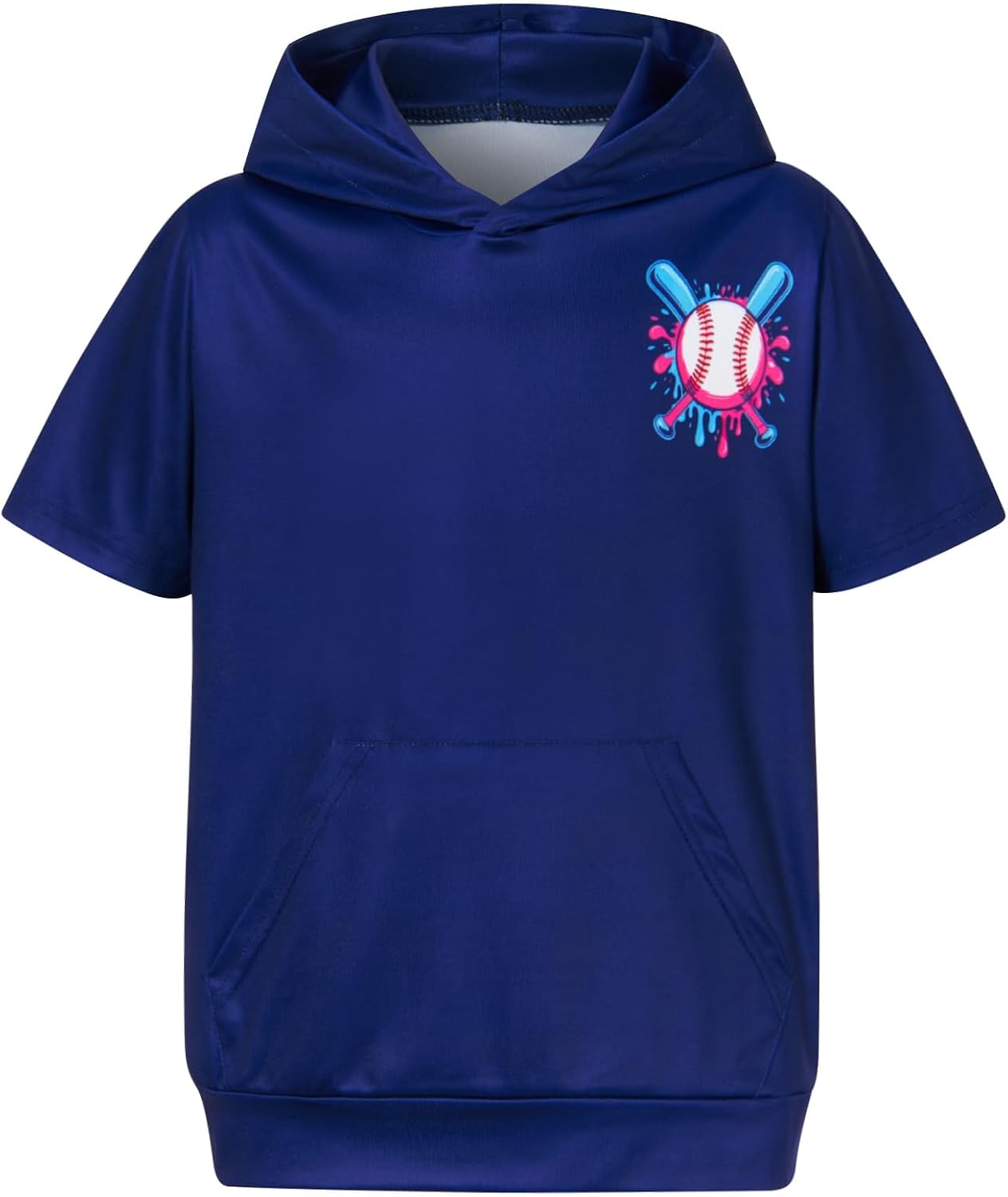 Boys Short Sleeve Hoodie Lightweight Moisture Wicking Athletic Pullover Kangaroo Pocket Shirts for Teen