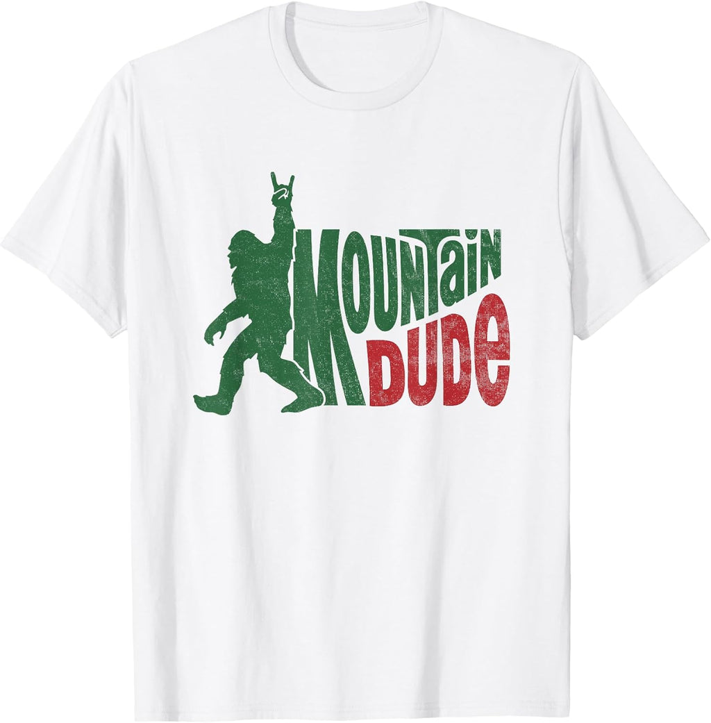 Mountain Dude Funny Bigfoot Sasquatch Hiking Gift T-Shirt, Small, White