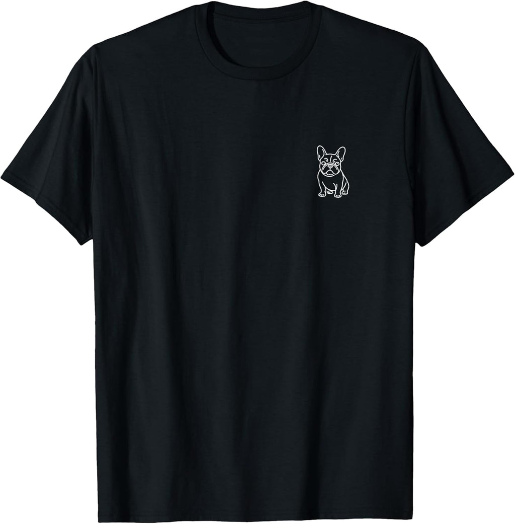 French Bulldog Frenchie Minimalist Badge Patch Line Art T-Shirt
