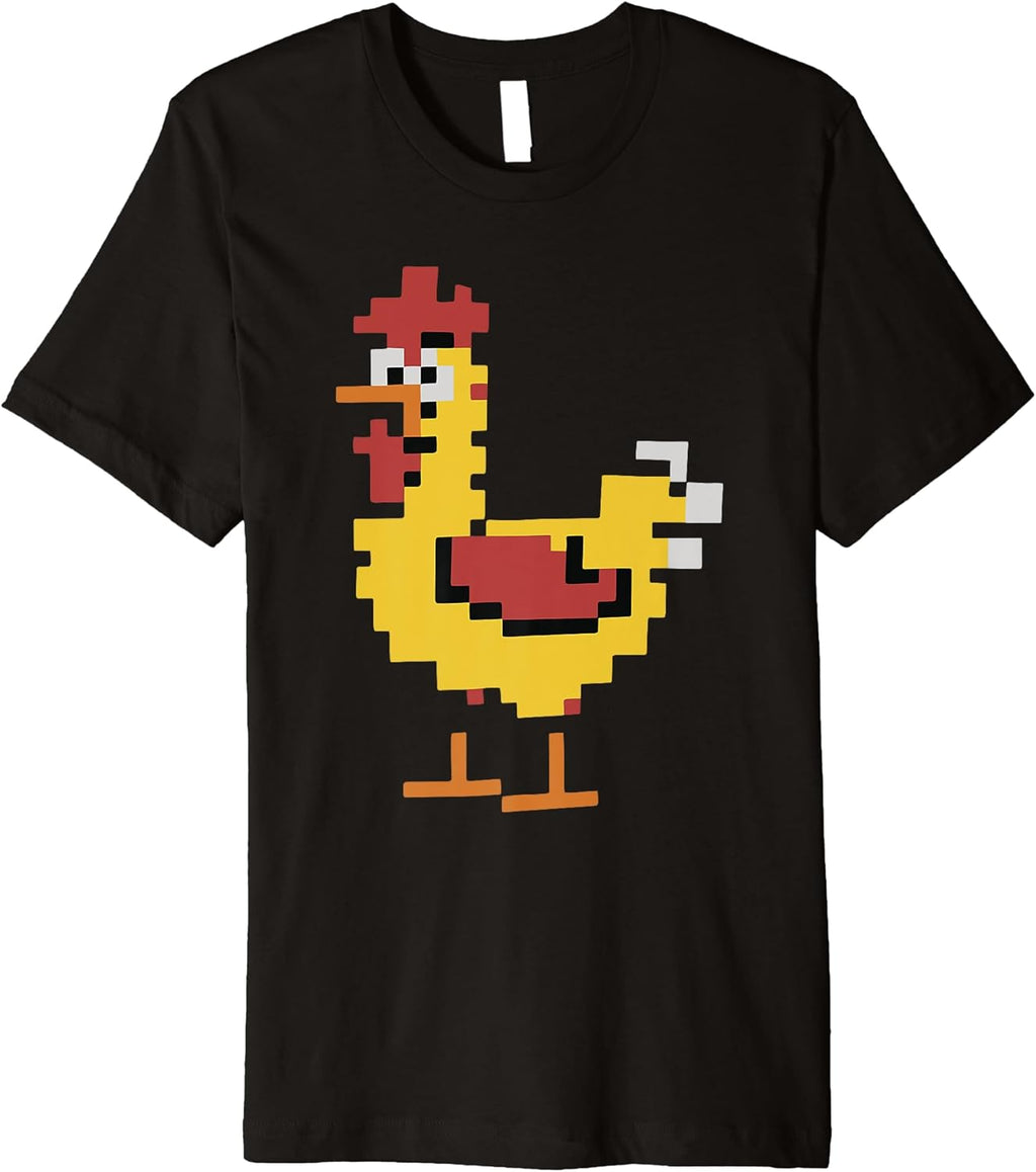 Pixel Graphic Chicken Retro Pixel Art Style Premium T-Shirt