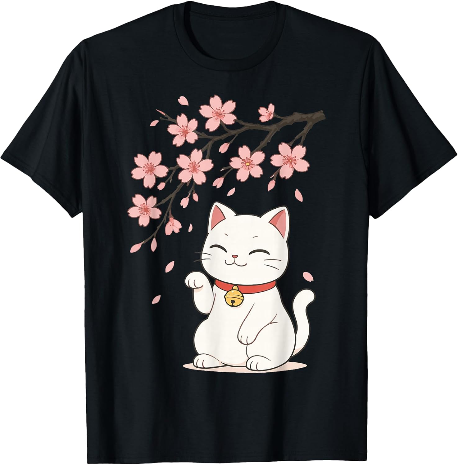 Cat Cherry Blossom Japan Anime T-Shirt