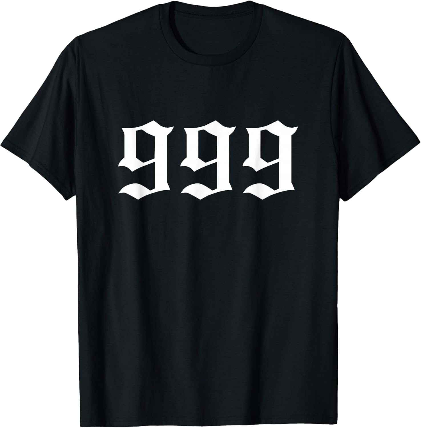 999 T-Shirt - Unisex Adults & Kids, Black, Small, Short Sleeve, Cotton 80% Polyester 20%
