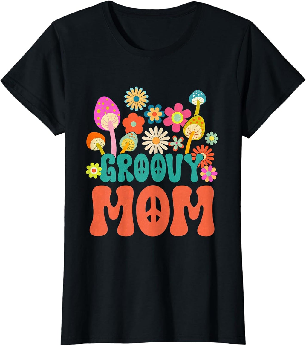 Retro Groovy Mom Gifts For Mother's Day Hippie Flower T-Shirt
