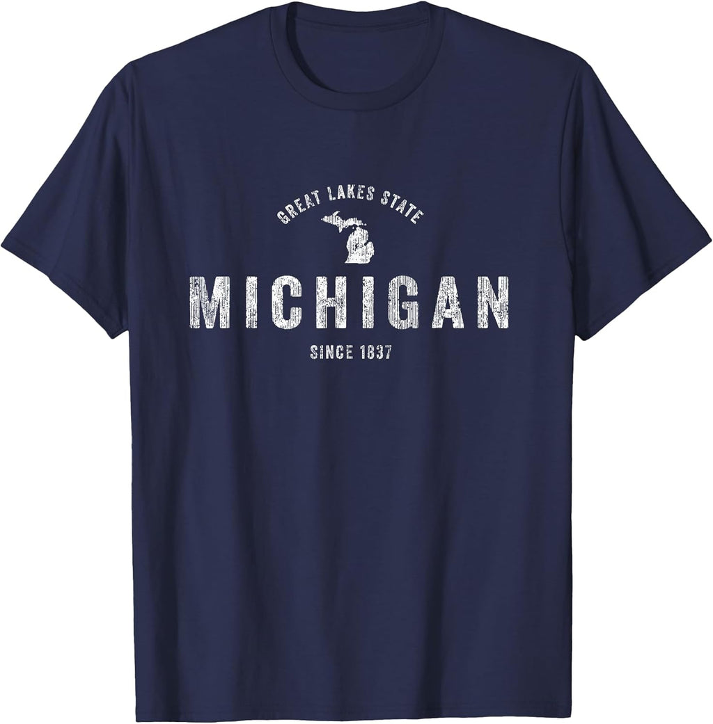 Michigan T Shirt Vintage Sports Design Retro MI Tee T-Shirt