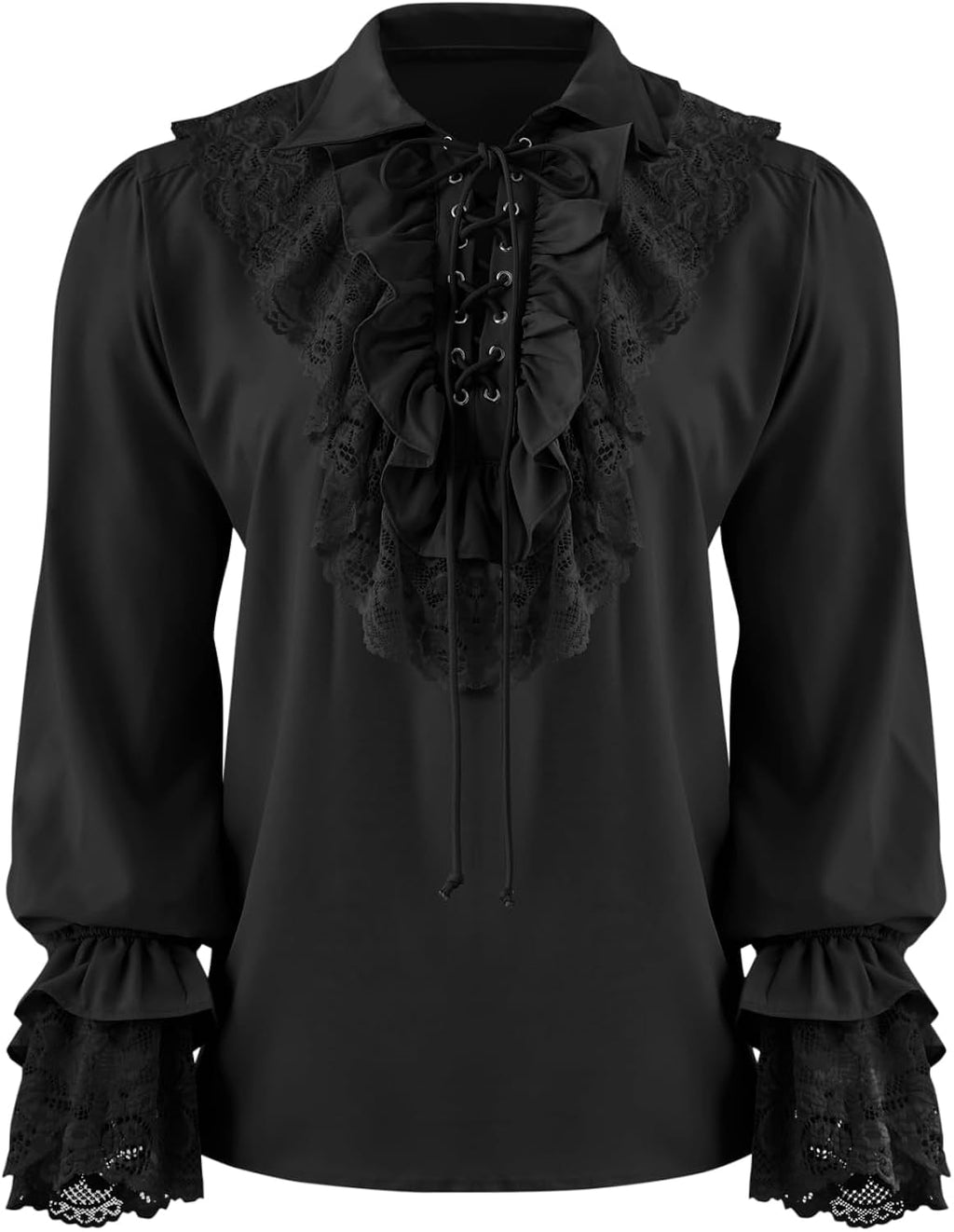 Mens Pirate Shirt Ruffle Renaissance Victorian Vampire Poet Shirts Steampunk Gothic Medieval Lace Costume