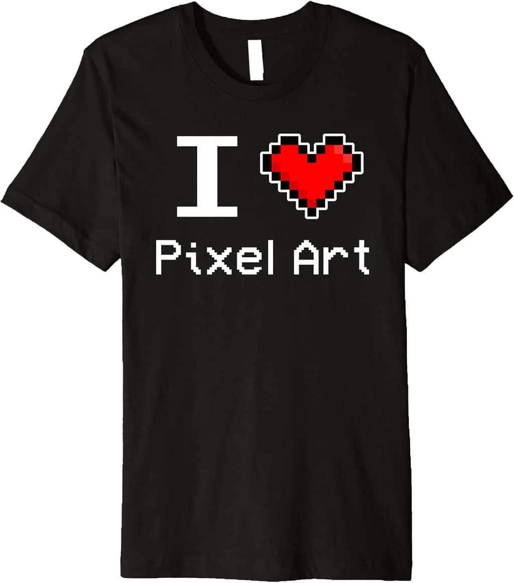 I Love Pixel Art, Pixel Heart, Retro Gamer Premium T-Shirt