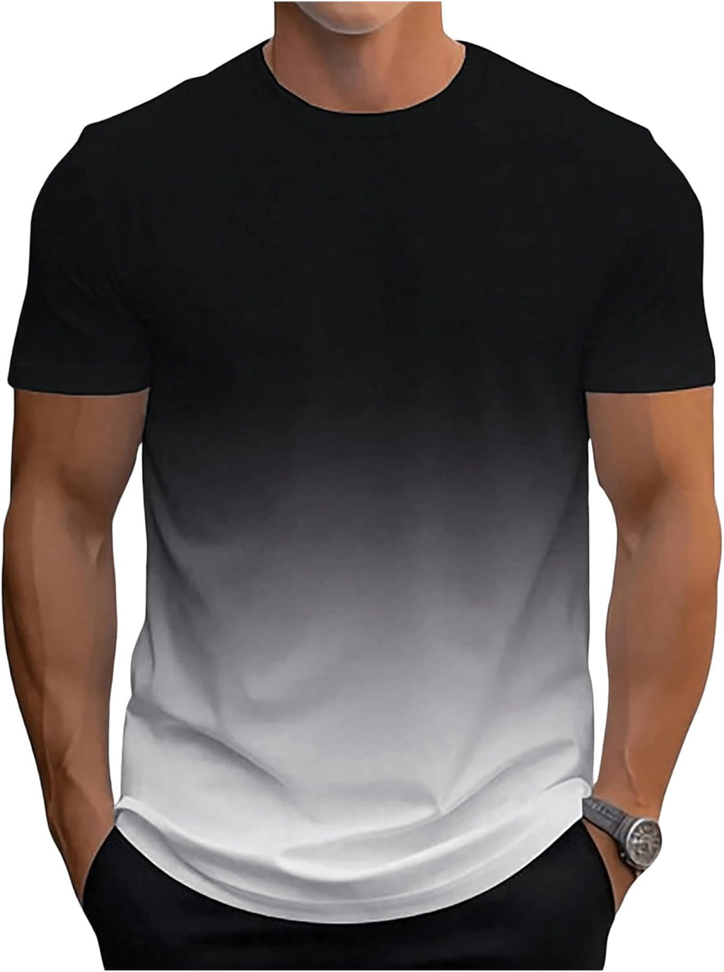 Men's Gradient T Shirt Short Sleeve Round Neck Tee Summer Tops