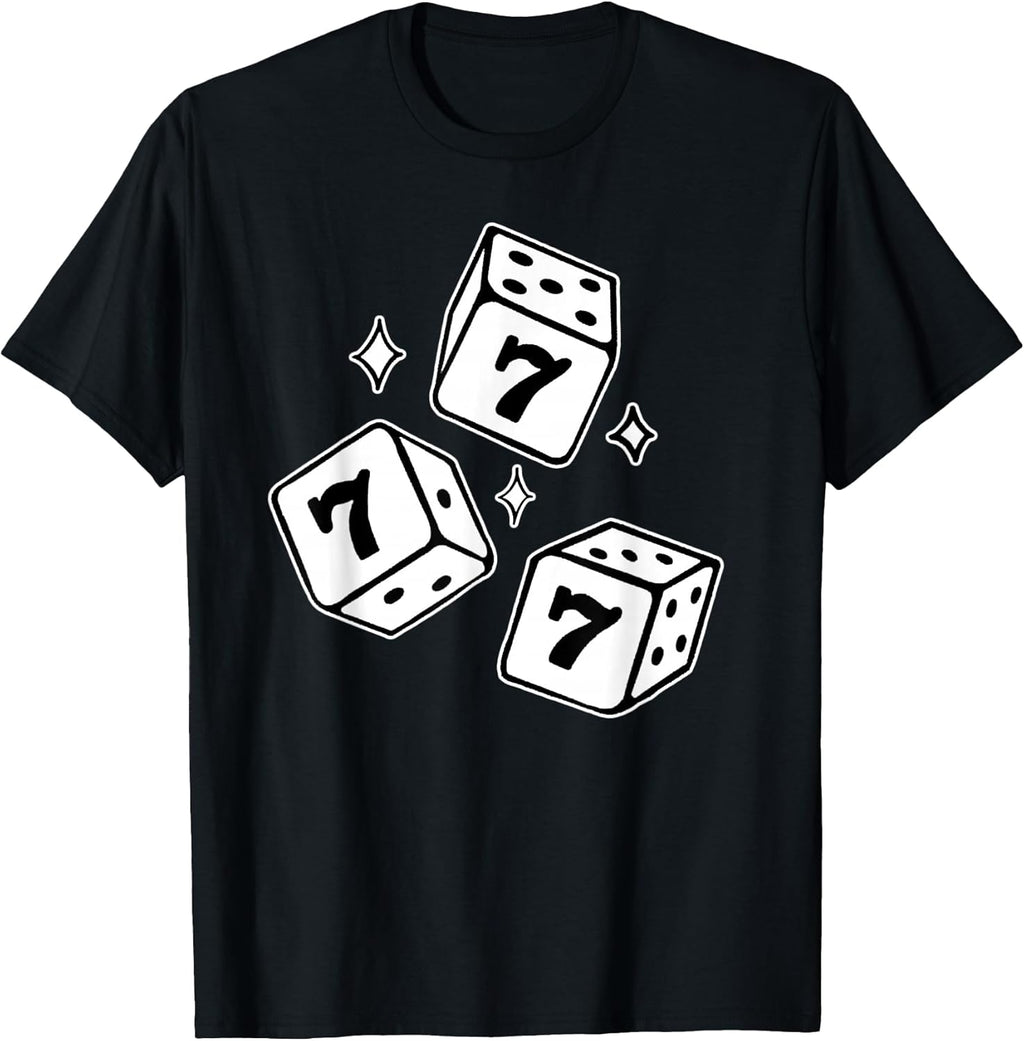 777 Lucky Dice Angel Number Blackwork T-Shirt, Small