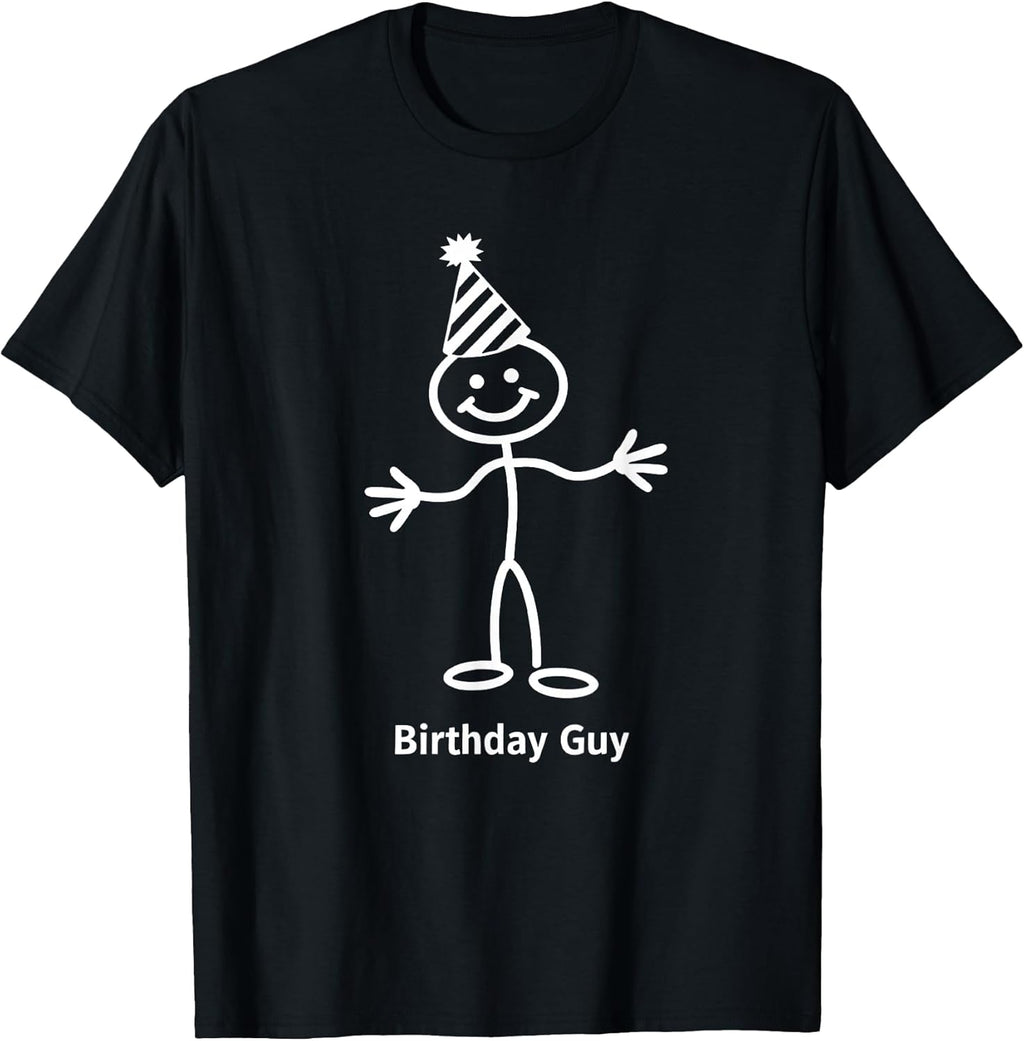 Birthday Guy Fun Stick Figure Party Hat T-Shirt