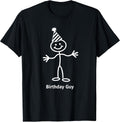 Birthday Guy Fun Stick Figure Party Hat T-Shirt