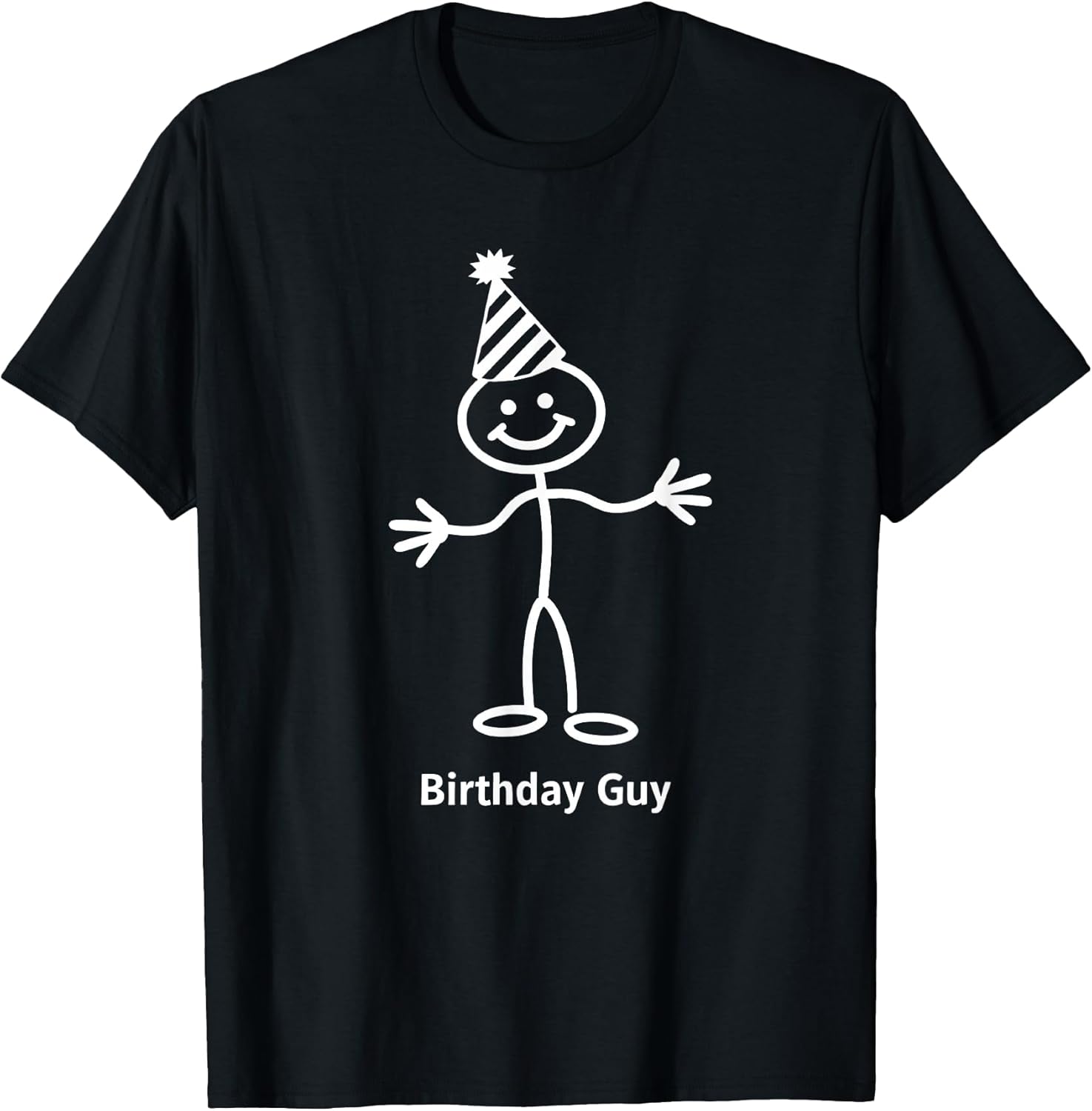 Birthday Guy Fun Stick Figure Party Hat T-Shirt