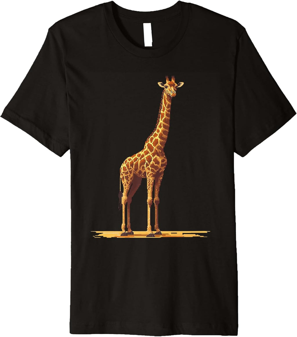Pixel Art Giraffe Animal Lover Design Premium T-Shirt