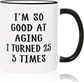 Aurahouse 75th Birthday Gifts for Women Men, Funny 75th Birthday Decoration Mug, 75 Year Old Birthday Gifts for Women Men Mom Dad Papa Aunt Grandma Grandpa, Turned 25 3 Times Coffee Cup