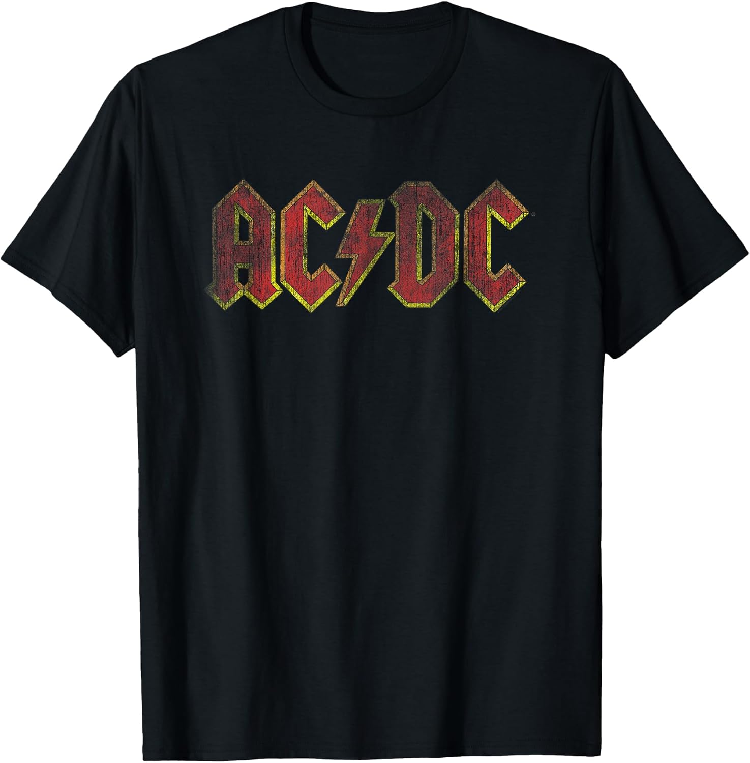 Official AC/DC Distressed Red Logo Band Vintage Roll T-Shirt