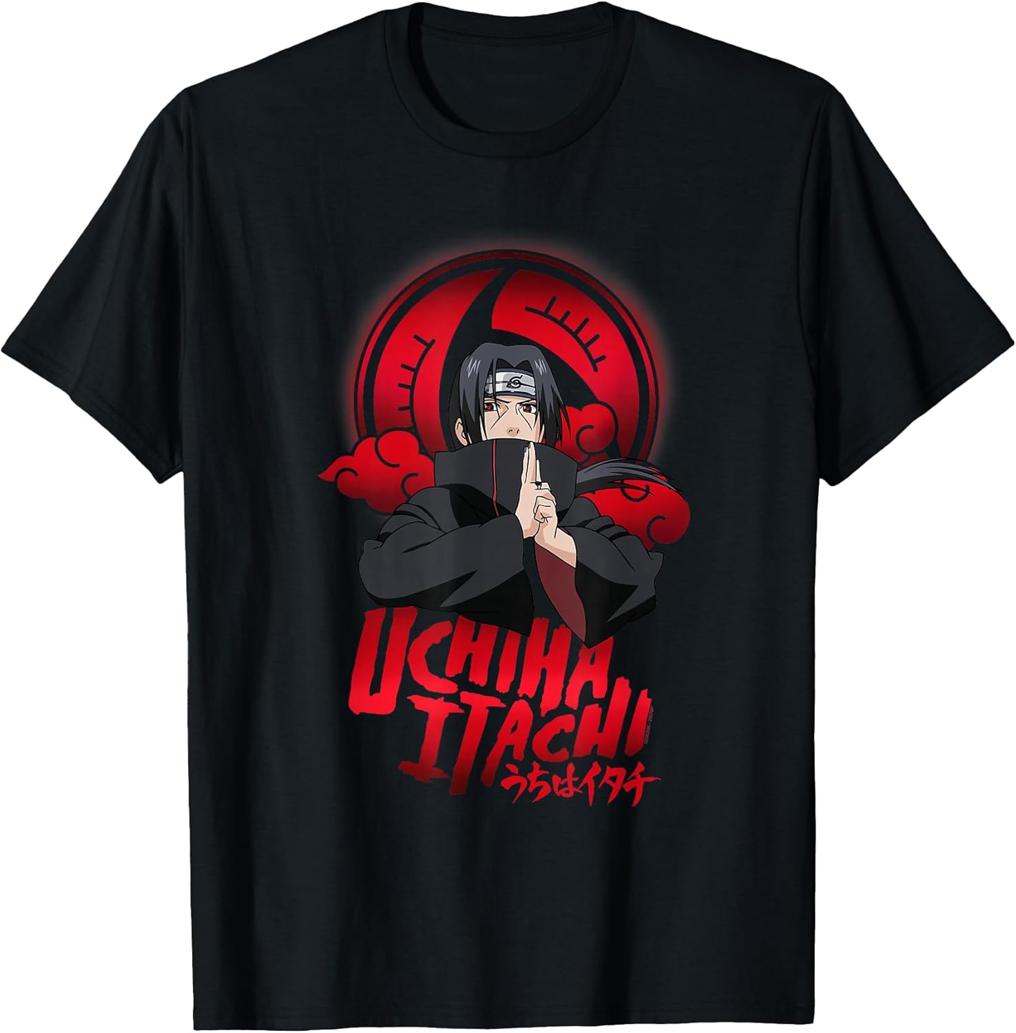 Uchiha Itachi Sharingan Symbol with Clouds Anime T-Shirt