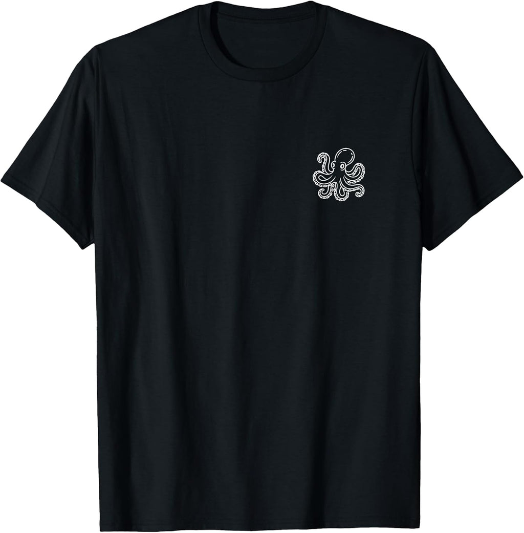 Octopus Minimalist Badge Patch Line Art T-Shirt