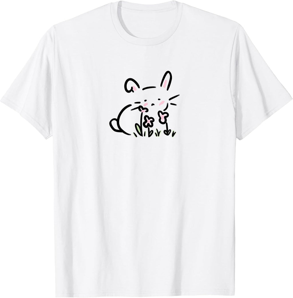 Y2K Cute Kawaii Coquette Bunny and Flowers T-Shirt