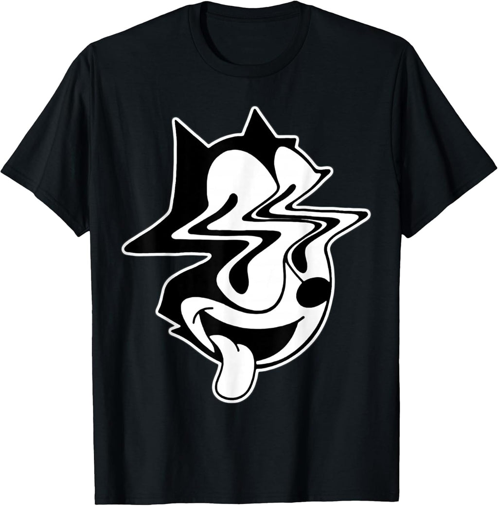 Trippy Felix Cat Blackwork T-Shirt