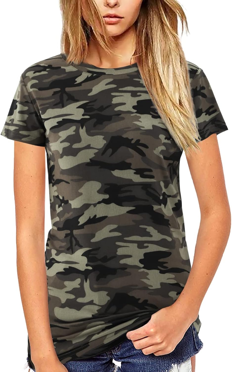 Women Shirt Short Sleeve Crew Neck Summer Soft Long TshirtsTee Tops Blouse
