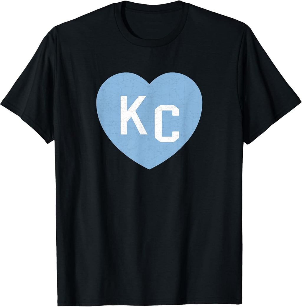 KC Heart 2 Letters KC (Kansas City) KC Love KC Powder Blue T-Shirt